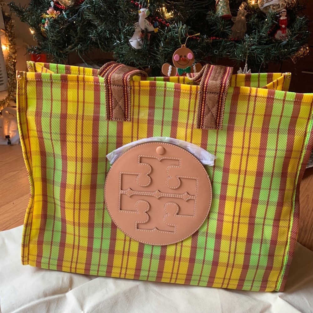 Authentic TORY BURCH Leather/Mesh Logo tote - Picture 9 of 14